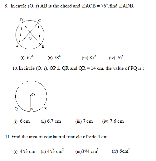 CBSE Class 9 Quantitative Stand Alone MCQs, Multiple Choice Questions